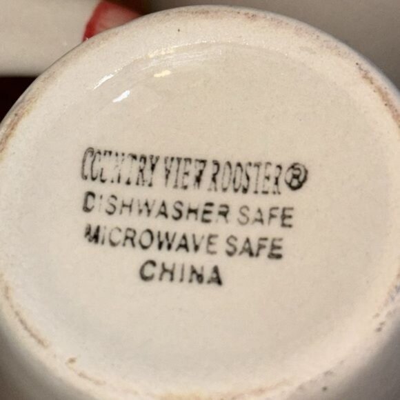 Set Of 4 Country View Rooster Ceramic Mugs 4.25" Tall - Picture 6 of 10